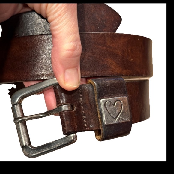 Levi's Accessories - Levi’s Brown Belt Silver Heart Logo Med Vintage Full Grain Leather Made USA 2034